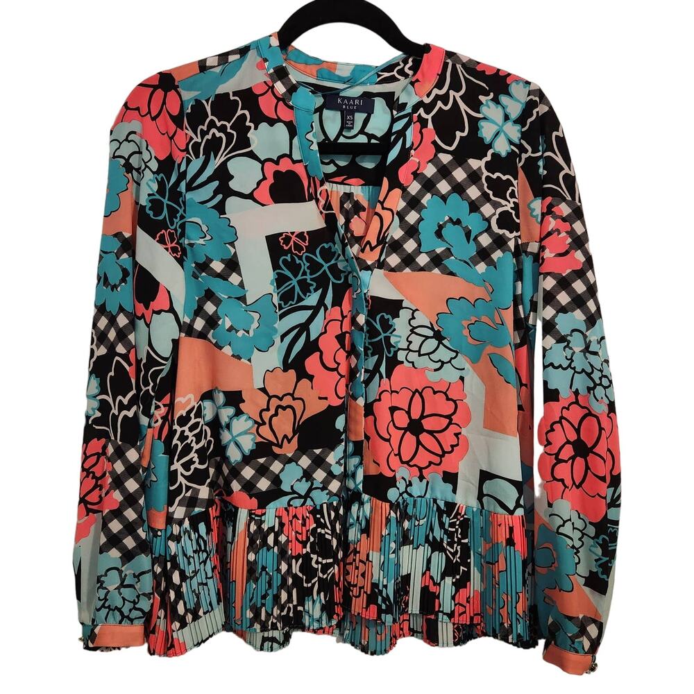 Kaaria Blue XS Abstracted Oversized Blouse